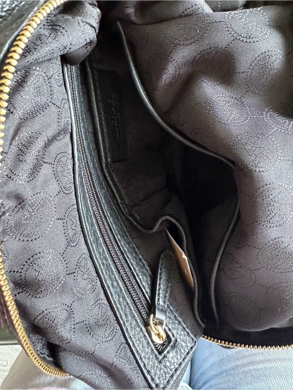 Michael Kors Fulton Large Black Pebbled Leather Shoulder Tote Bag Gold Hardware - Picture 9 of 9